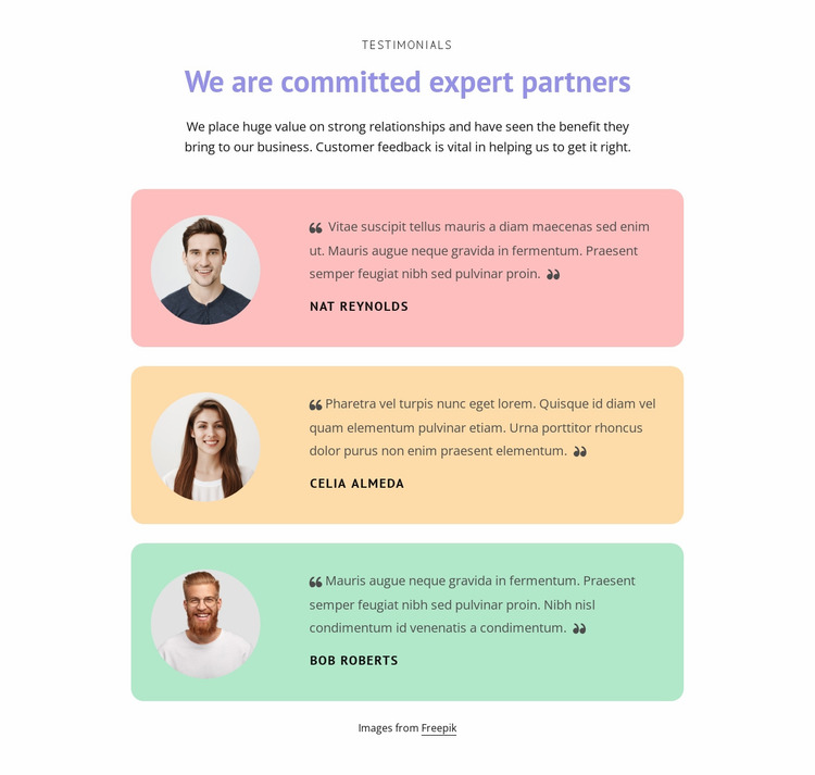 Great testimonials Website Mockup