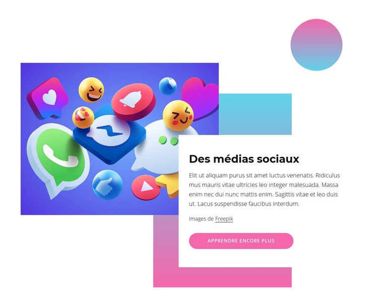 Des médias sociaux Maquette de site Web