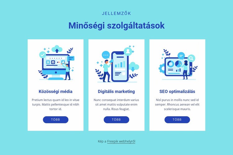 Minőségi szolgáltatások Weboldal tervezés