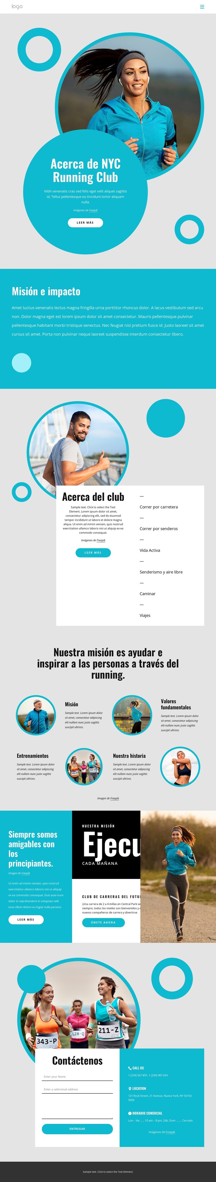 Acerca del club de corredores de la ciudad de Nueva York Plantilla HTML