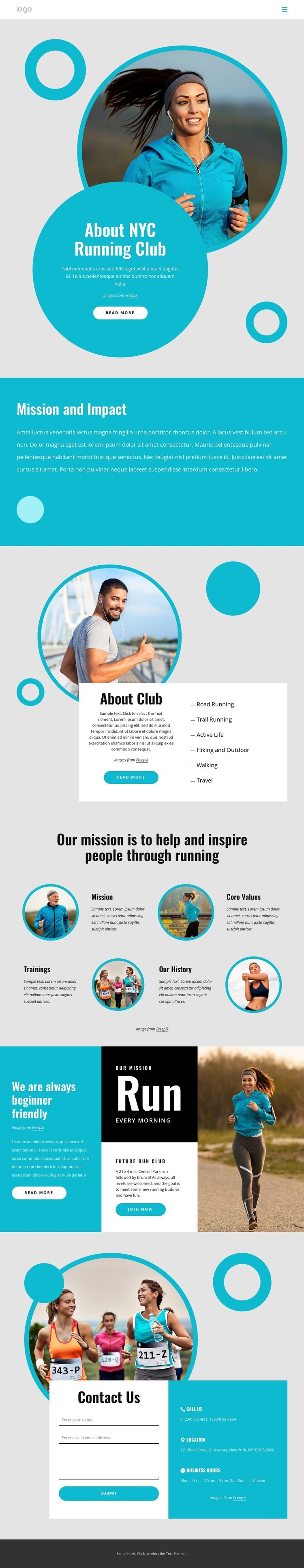 About NYC running club Homepage Design