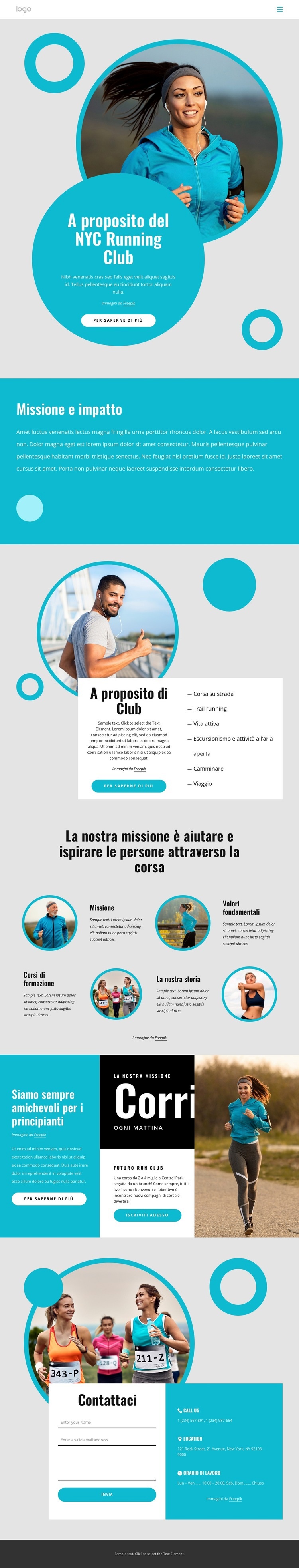 Informazioni sul club di corsa di New York Mockup del sito web