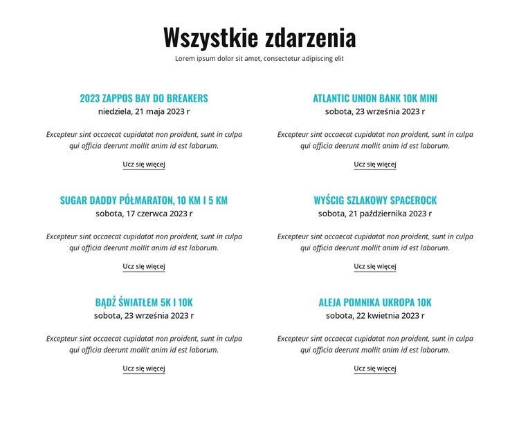 Wszystkie imprezy biegowe Szablon CSS