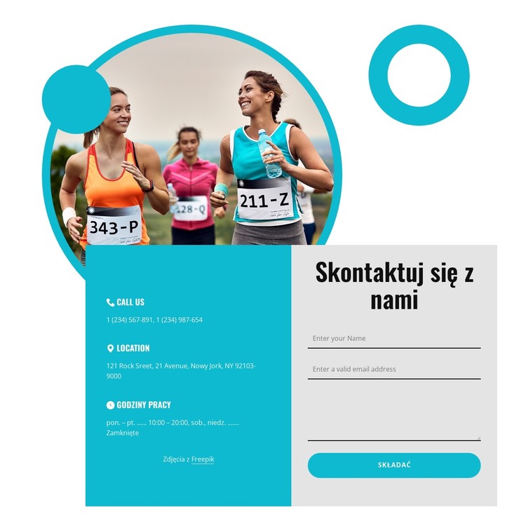 Formularz kontaktowy klubu biegowego NYC Szablon HTML