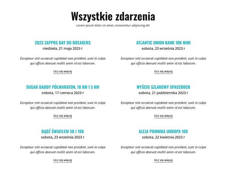 Wszystkie imprezy biegowe Szablon