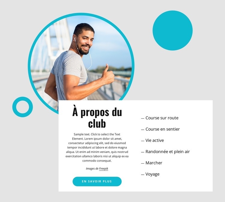 À propos de notre club de course Modèle HTML5