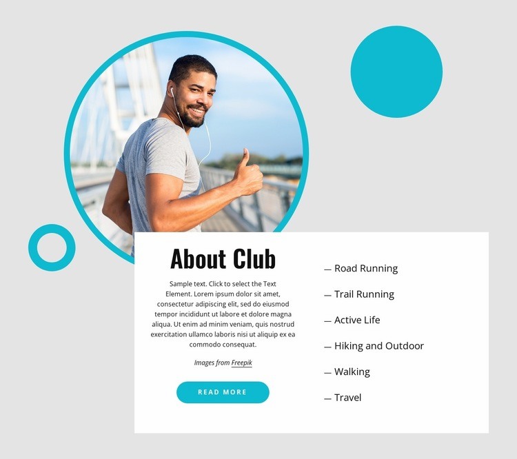 About our running club Homepage Design