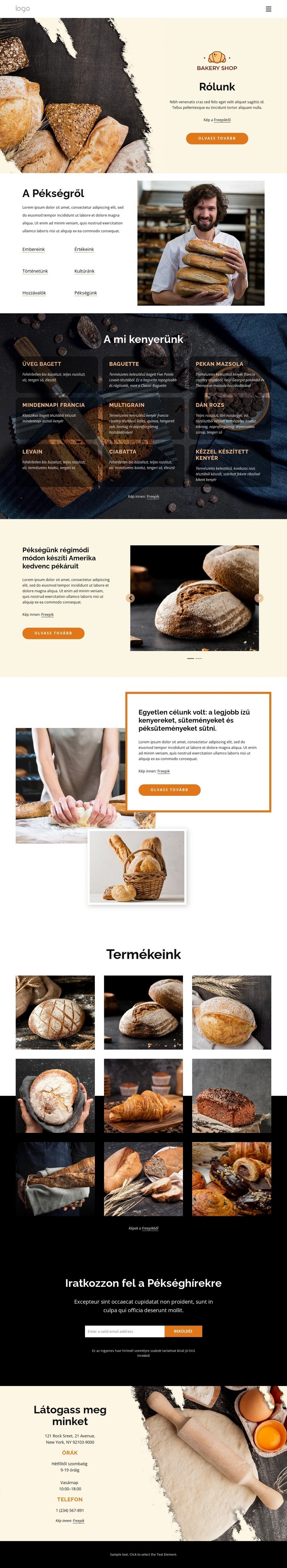 Friss, kézzel készített kenyeret sütünk Weboldal tervezés