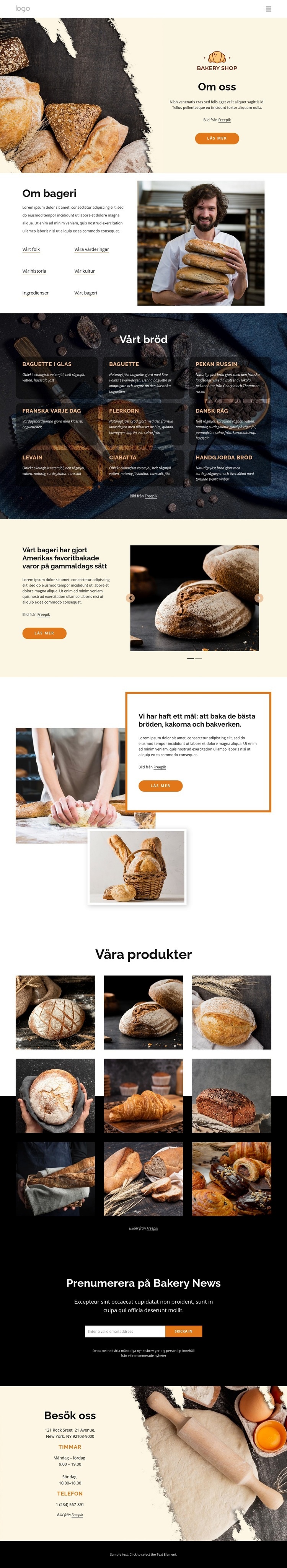 Vi bakar färskt, handgjort bröd HTML-mall