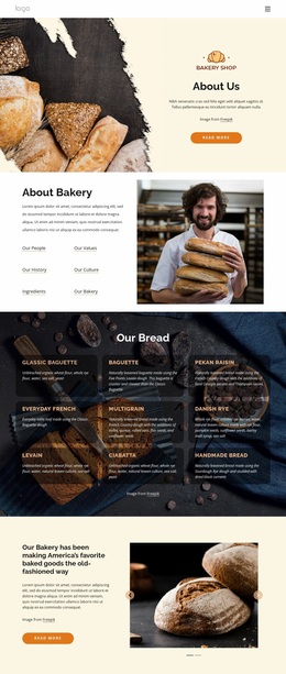 Ready To Use Site Design For We Bake Fresh, Handmade Bread