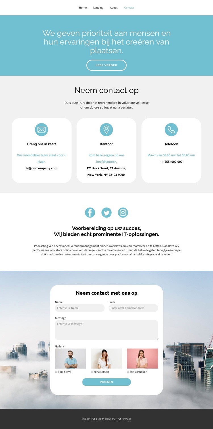 Adressen van onze vestigingen Website mockup