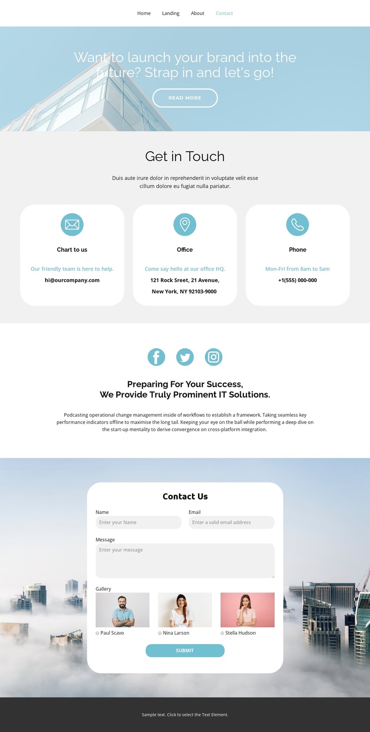 Addresses of our branches One Page Template