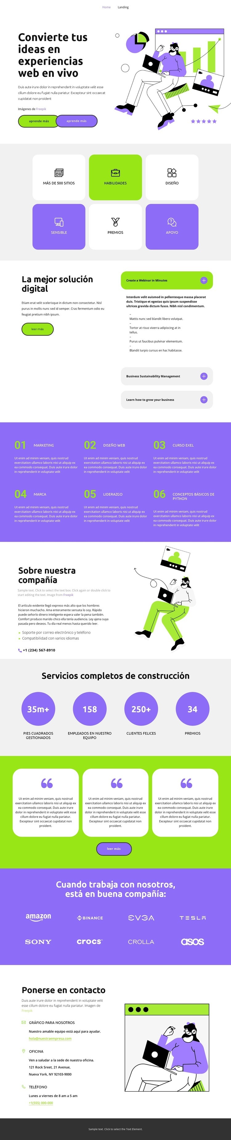 La última tecnología Plantillas de creación de sitios web