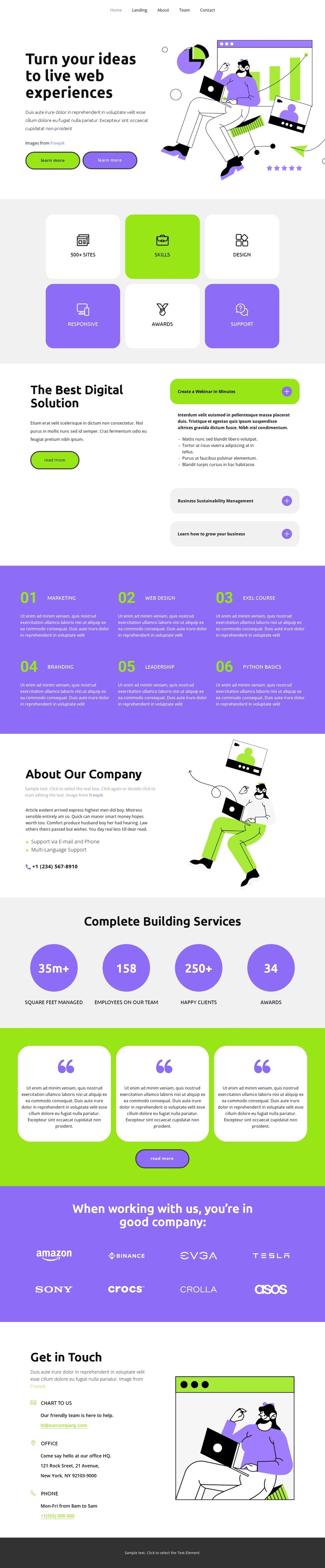 The latest technology One Page Template