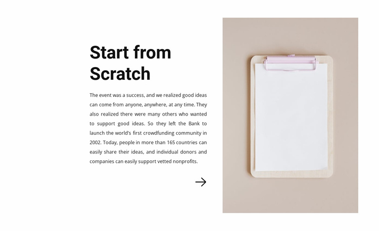 Start from scratch Landing Page