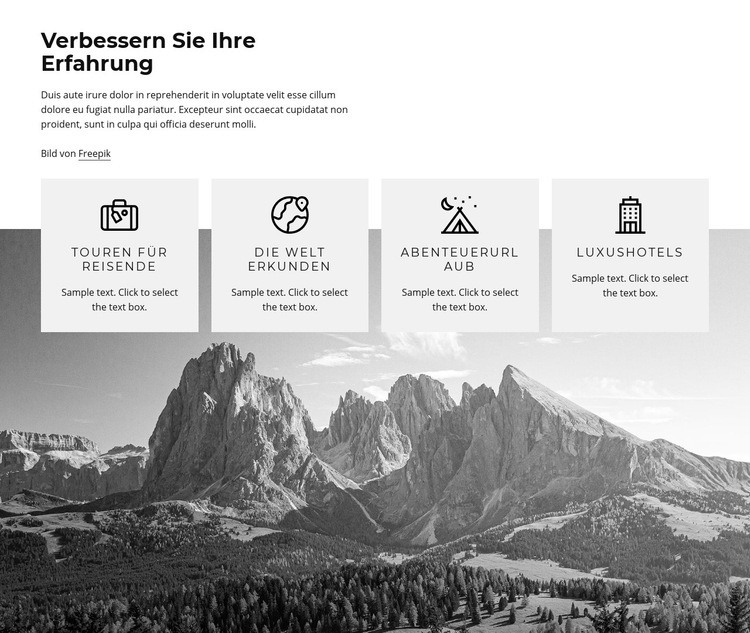 Verbessern Sie das Tourerlebnis Website Builder-Vorlagen