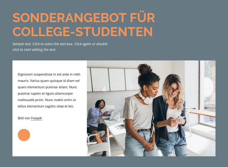 Sonderangebot für Studenten Website-Modell