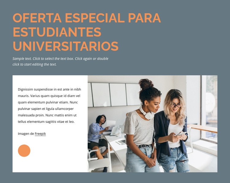 Oferta especial para estudiantes Maqueta de sitio web