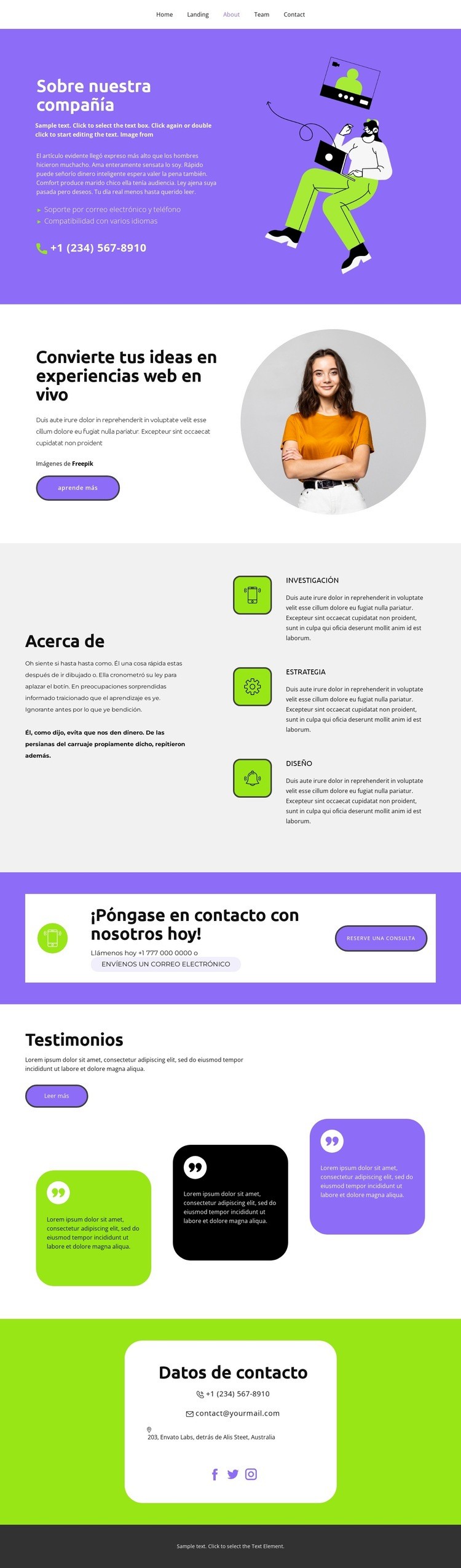 Todo sobre nuestro negocio Plantillas de creación de sitios web