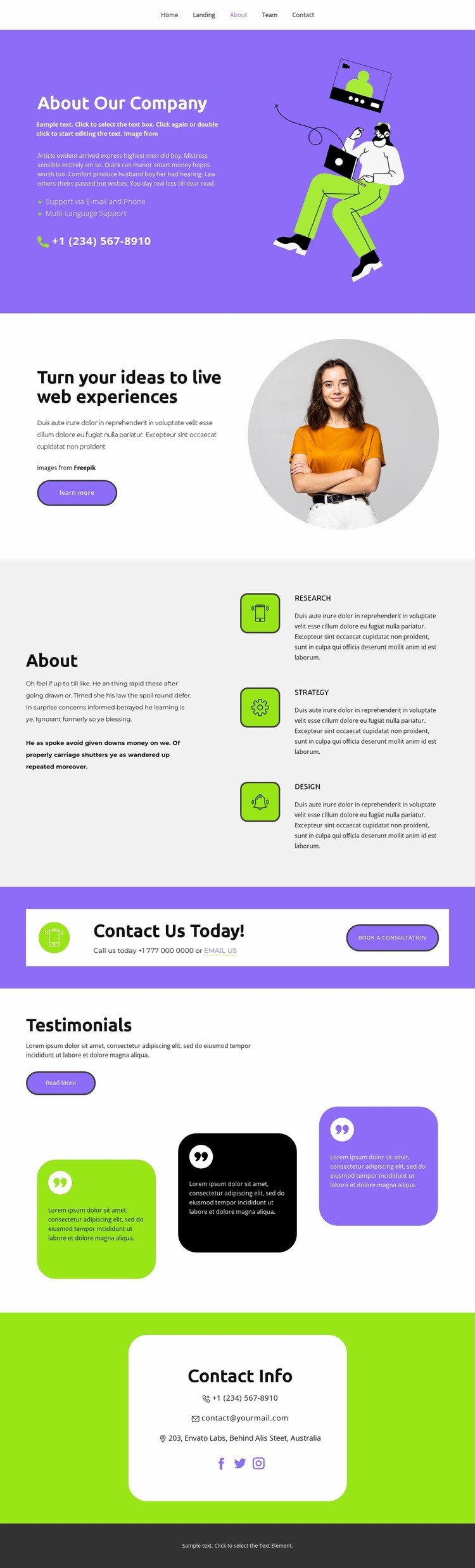 All about our business Webflow Template Alternative