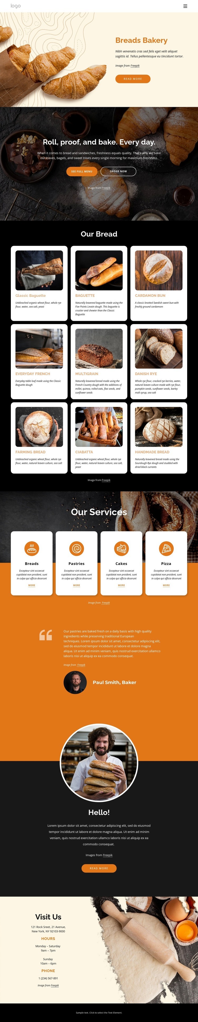 Classic baked goods Homepage Design