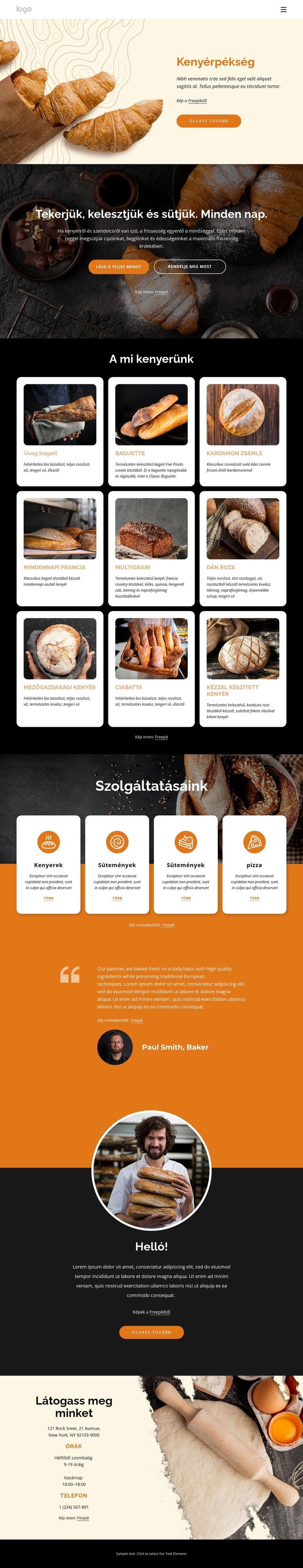 Klasszikus pékáruk Weboldal tervezés