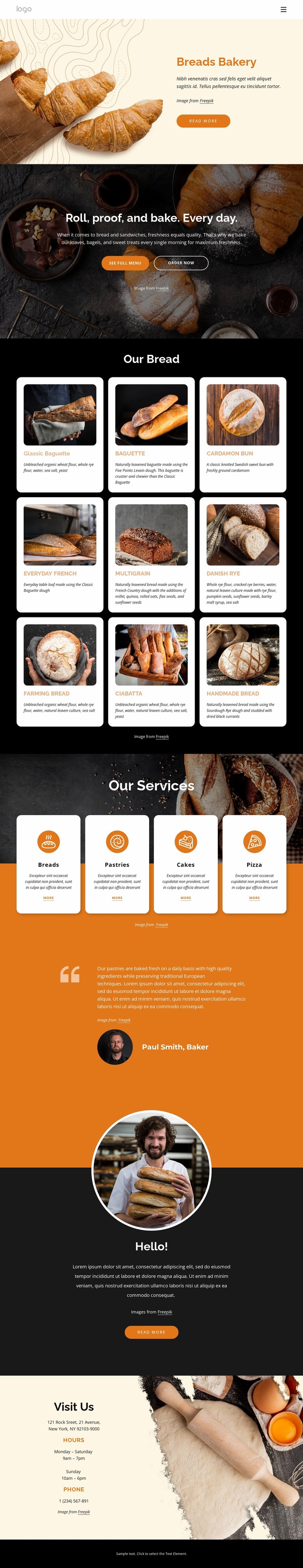 Classic baked goods Website Builder Templates