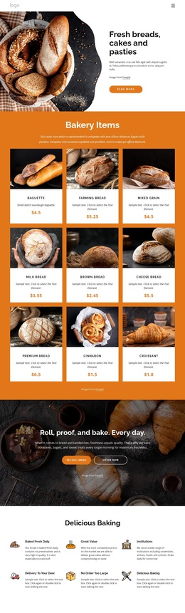 Fresh Breads And Cakes Joomla Template 2024