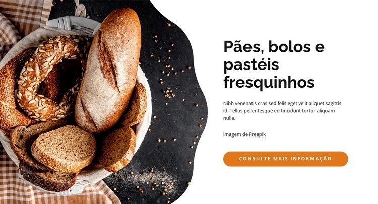 Produtos de panificação frescos e deliciosos Design do site