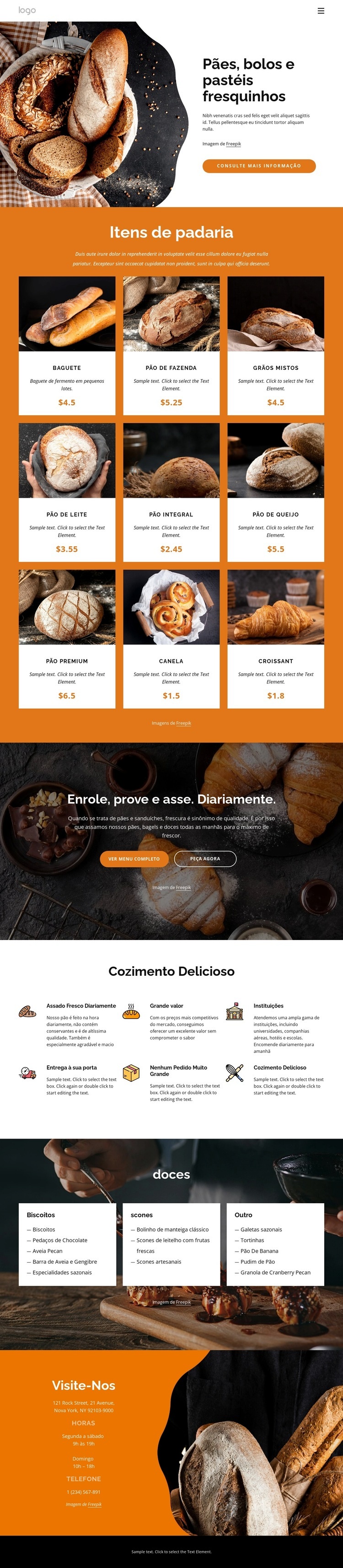 Pães e bolos frescos Modelo HTML5