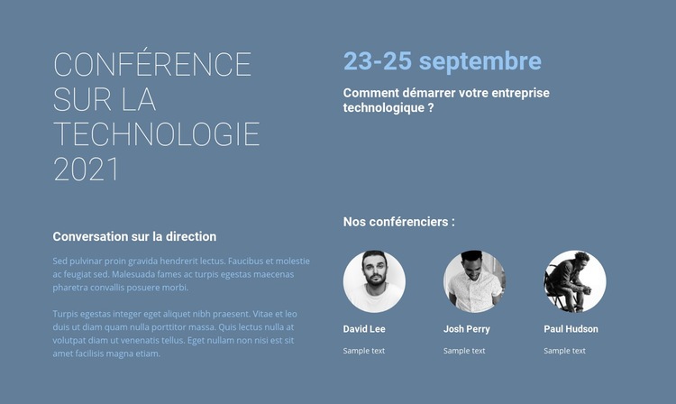 Conférence technologique Créateur de site Web HTML