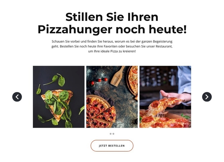 Pizza, Pasta, Sandwiches, Calzone Landing Page