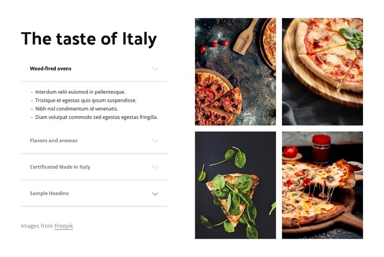 The taste of Italy Elementor Template Alternative