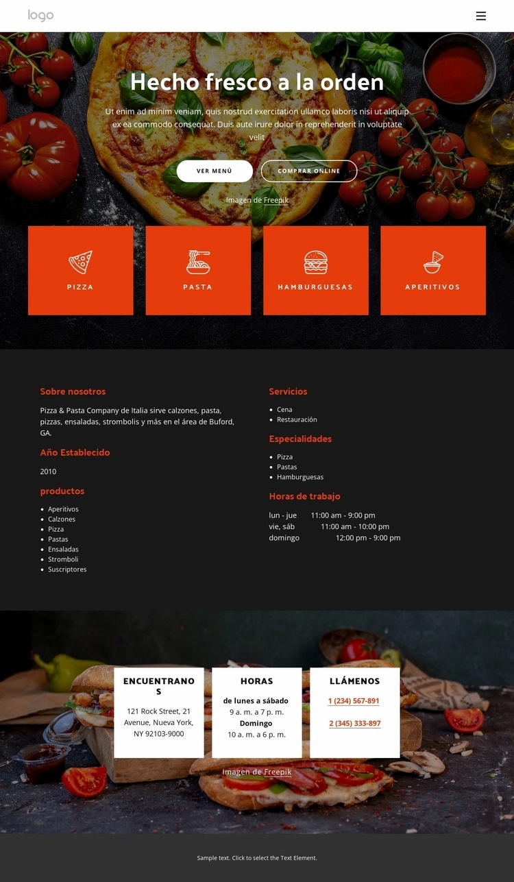 Pizzería ofrece pizza fresca Plantilla HTML5