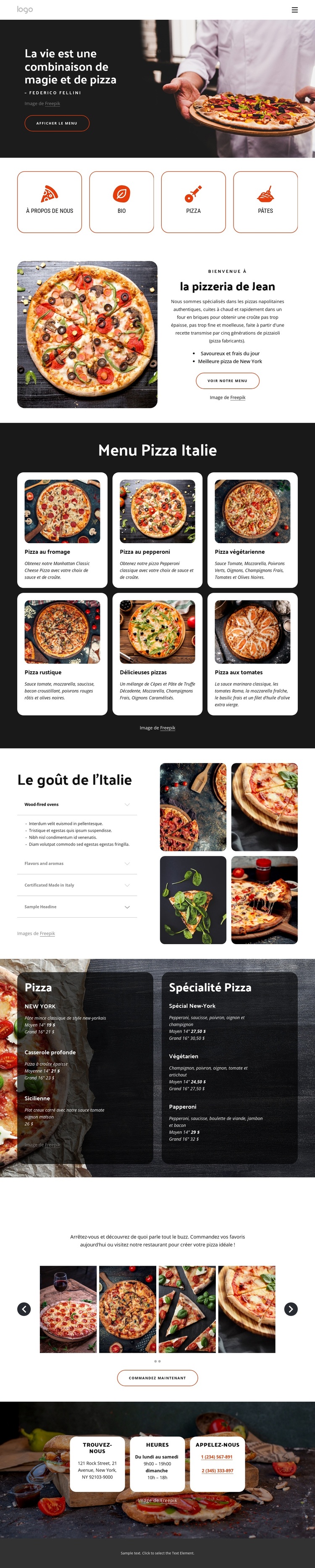 Pizzeria familiale Thème WordPress