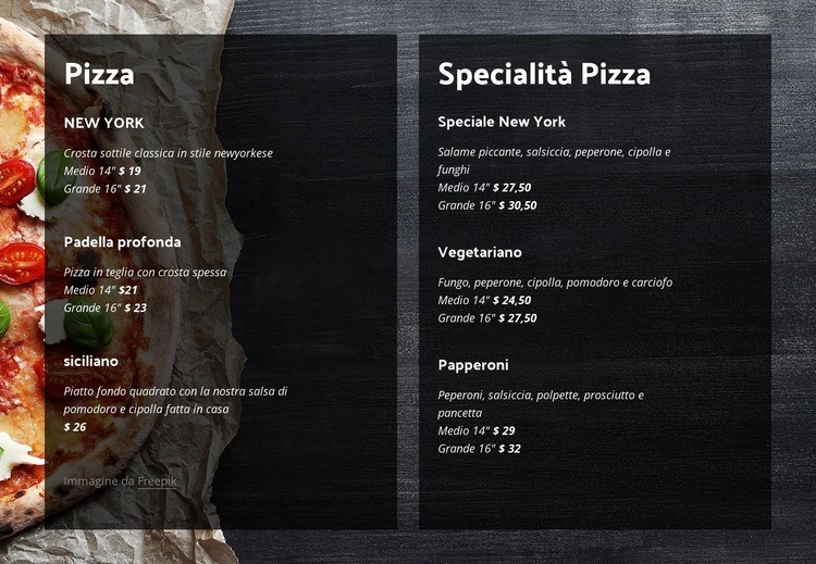 Offriamo pizza fatta in casa Costruttore di siti web HTML