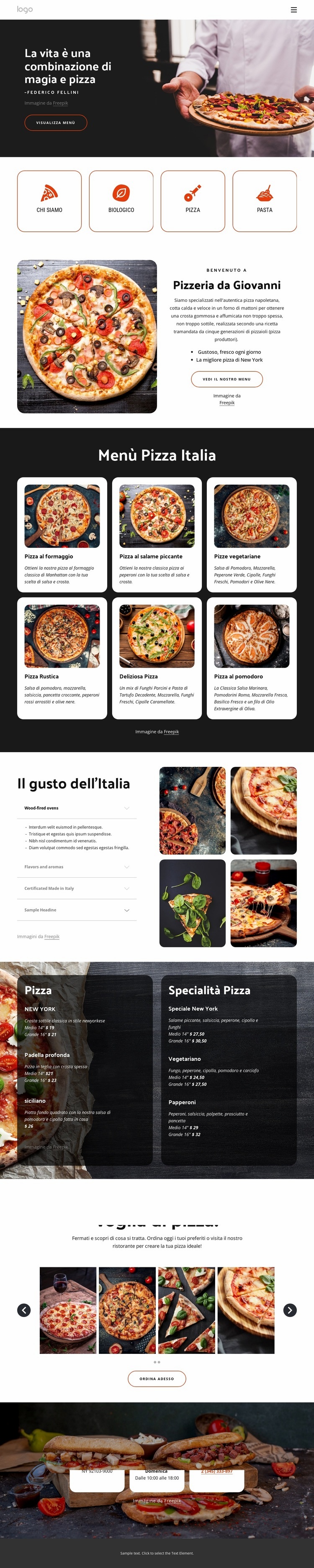 Ristorante pizzeria per famiglie Progettazione di siti web