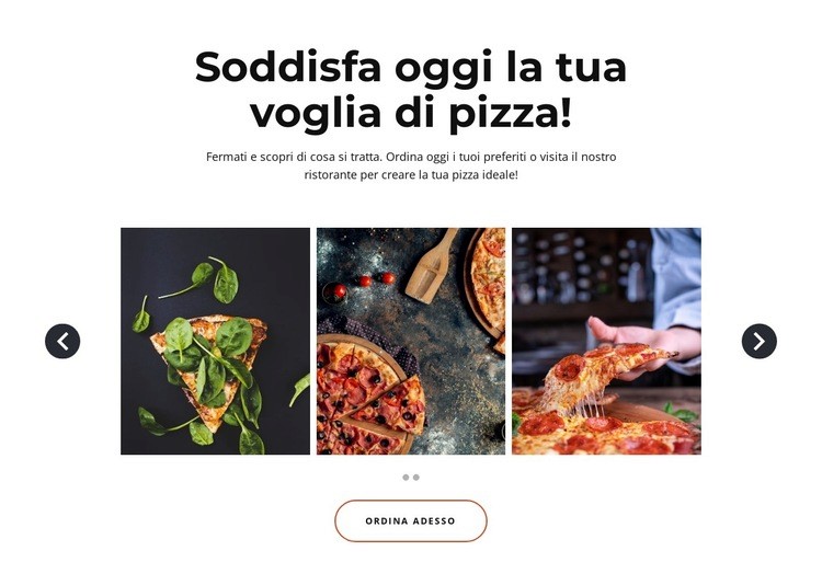 Pizza, pasta, panini, calzoni Mockup del sito web