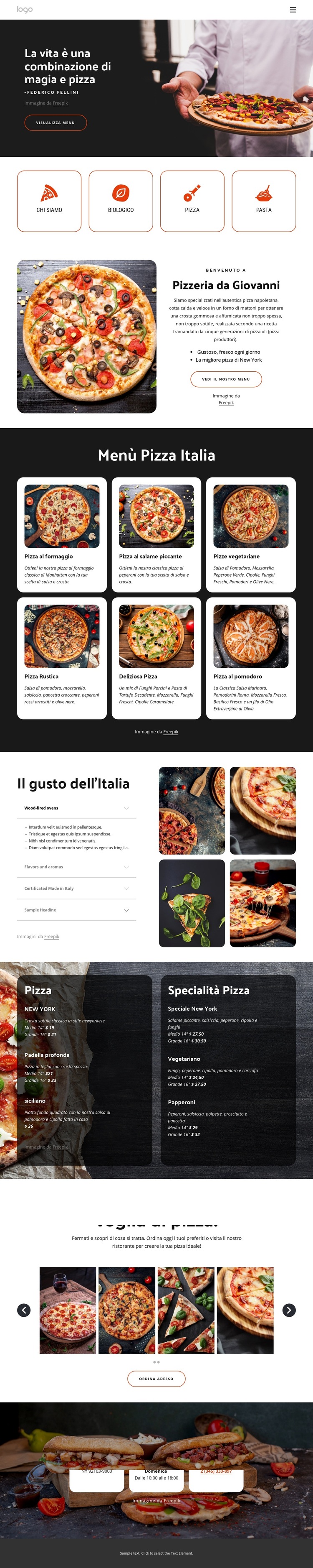 Ristorante pizzeria per famiglie Modello di sito Web