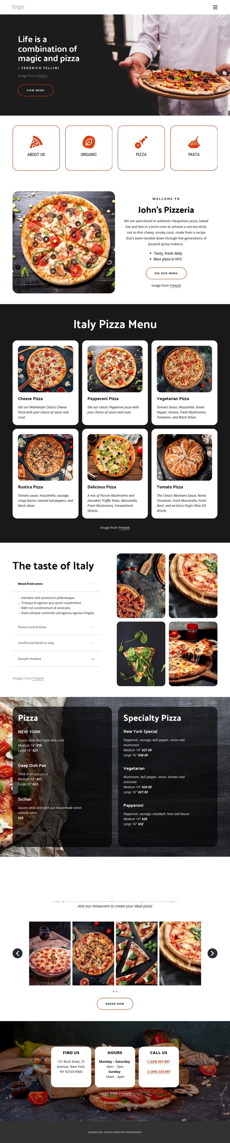 Family-friendly pizza restaurant Joomla Template