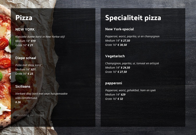 Wij bieden zelfgemaakte pizza HTML5-sjabloon