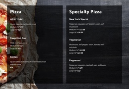 We Offer Homemade Pizza - One Page Template