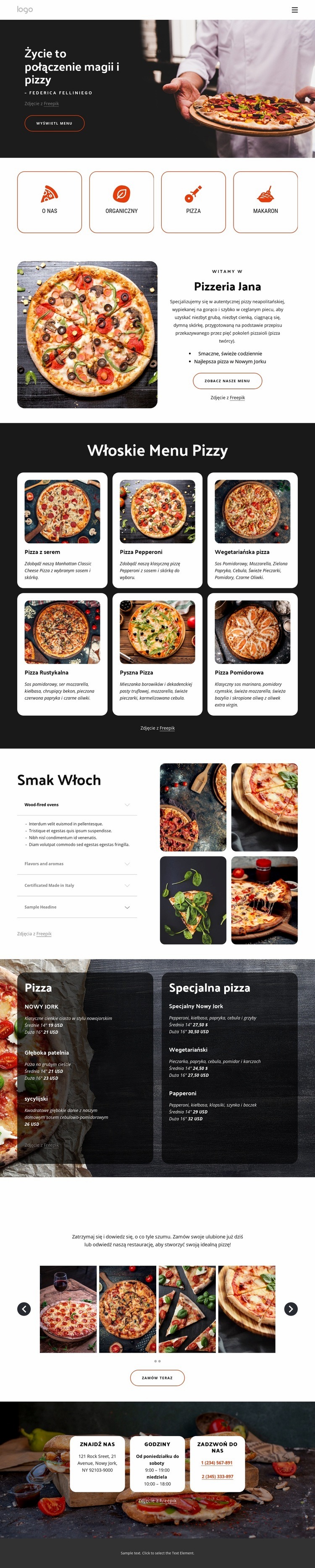 Pizzeria rodzinna Kreator witryn internetowych HTML