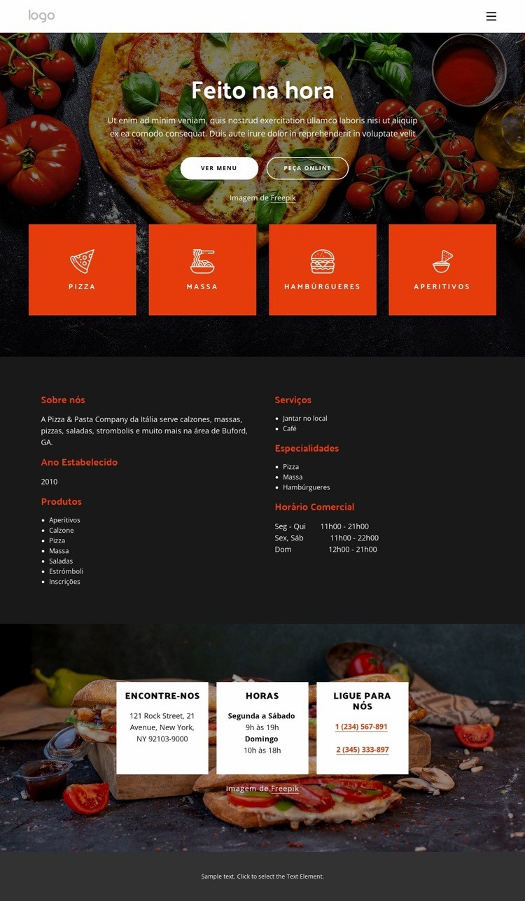 Pizzaria oferece pizza fresca Modelo HTML5
