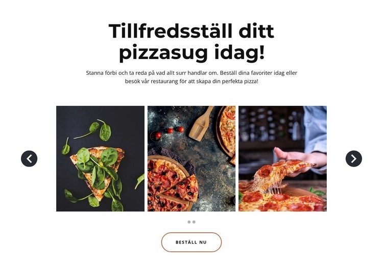 Pizza, pasta, smörgåsar, calzones Hemsidedesign