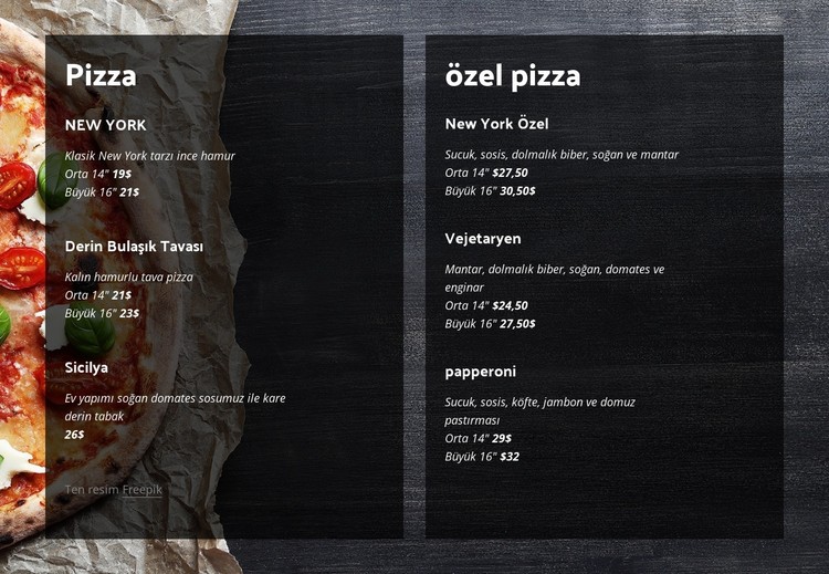 Ev yapımı pizza sunuyoruz CSS Şablonu