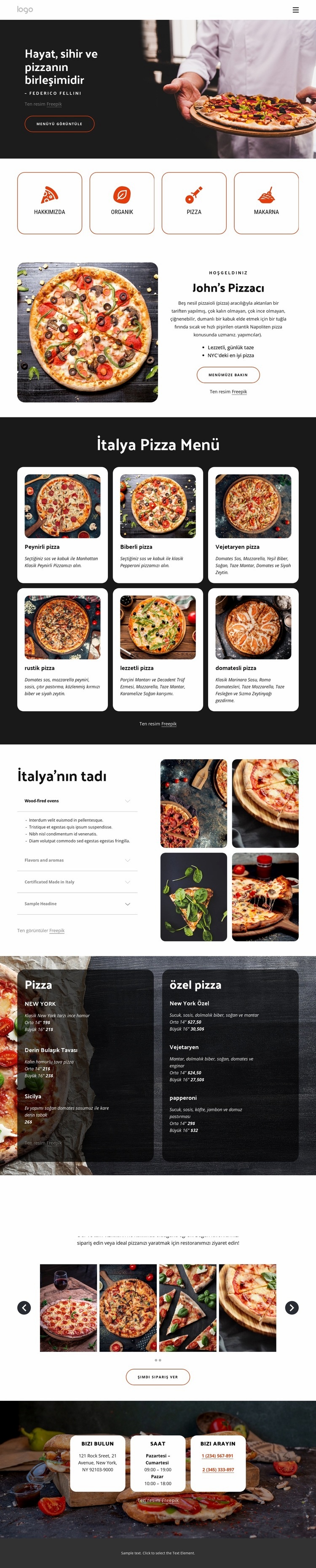 Aile dostu pizza restoranı HTML5 Şablonu