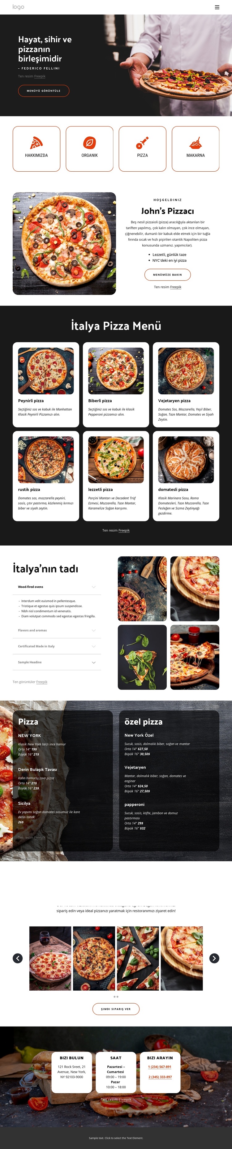 Aile dostu pizza restoranı WordPress Teması