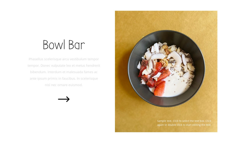 Bowl bar One Page Template