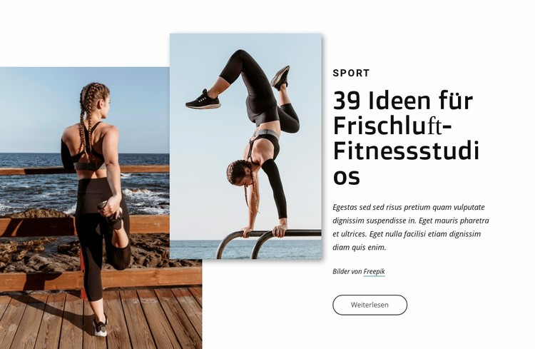 Ideen für Frischluft-Fitnessstudios Eine Seitenvorlage
